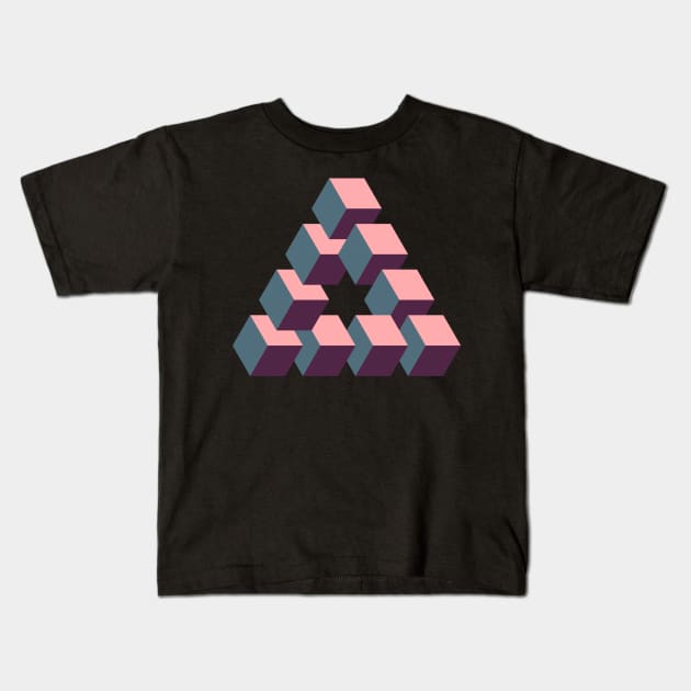 Optical illusion triangle #3 - pink & purple Kids T-Shirt by DaveDanchuk